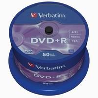Verbatim DVD+R, DataLife PLUS, 4.7 GB, Scratch Resistant, Matte Silver/ 50 ks