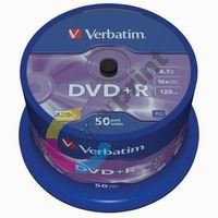 Verbatim DVD+R, DataLife PLUS, 4.7 GB, Scratch Resistant, Matte Silver/ 50 ks 1