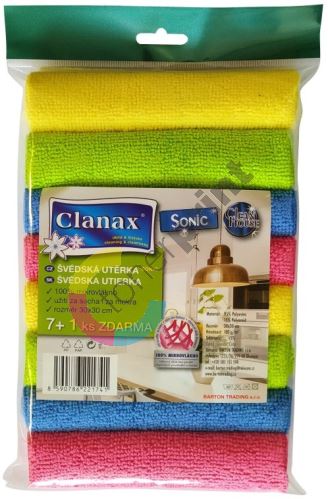 Clanax Sonic Švédská utěrka mikrovlákno, mix barev 30 x 30 cm 180 g/m2 8 kusů