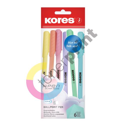 Kuličkové pero Kores K0 Pen Pastel, soft povrch, trojhranné, 1mm, 6ks 1