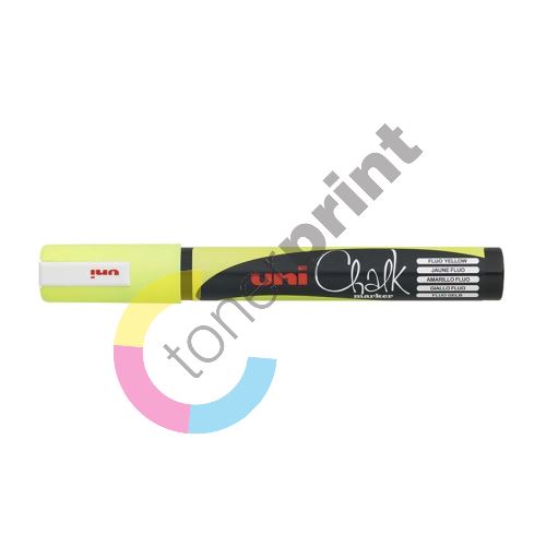 Uni Chalk Marker křídový popisovač PWE-5M, 1,8-2,5 mm, fluo-žlutý 1