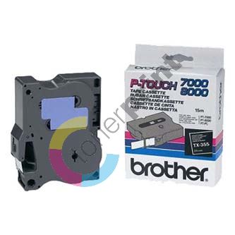 Brother originální páska do tiskárny štítků, Brother, TX-355, bílý tisk/černý podklad, lam