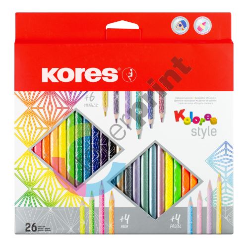 Kores Kolores Style, trojhranné pastelky, 26 barev 1