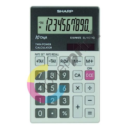 Kalkulačka Sharp ELW211GGY, šedá, kapesní, desetimístná 1