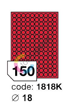Samolepící etikety Rayfilm Office průměr 18 mm 300 archů, matně červená, R0122.1818KD 1