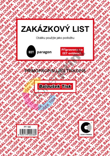 Zakázkový list A5 PT180, samopropis, 50 listů