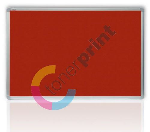 Tabule filcová 100 x 150 cm, hliníkový rám, červená