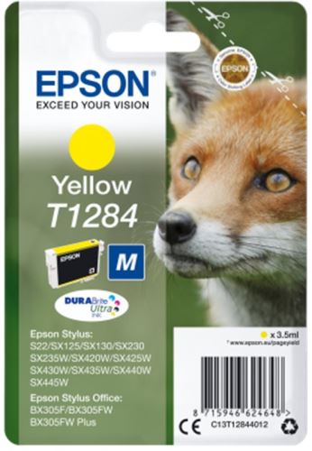 Inkoustová cartridge Epson T1284, C13T12844010, yellow, 3,5 ml, originál