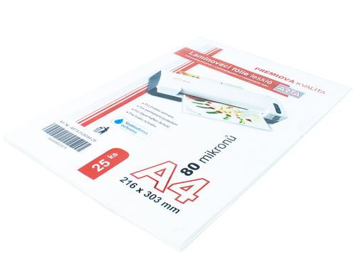 Laminovací fólie A4 80 mic ARTA – 25 ks
