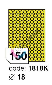 Samolepící etikety Rayfilm Office průměr 18 mm 300 archů, matně žlutá, R0121.1818KD 1