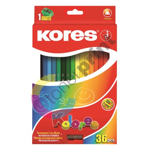 Pastelky Kores Kolores 93336 Trojhranné 36 barev s ořezávátkem 1