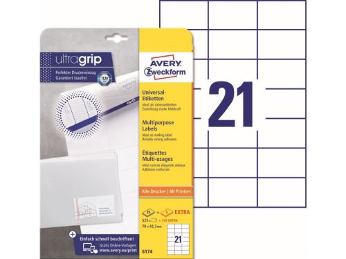 Samolepící etikety Ultragrip 70 x 42,3 mm 30 listů 6174 1