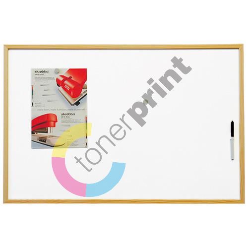 Magnetická bílá tabule 90 x 60 cm, dřevěný rám