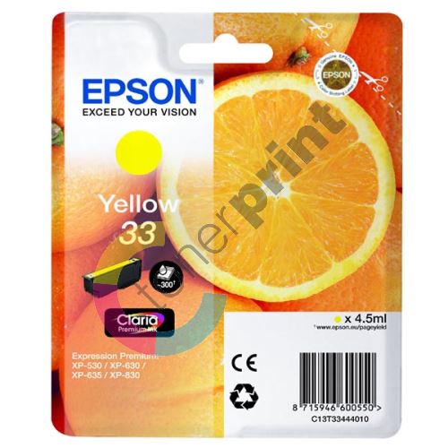 Cartridge Epson C13T33444012, yellow, originál 1