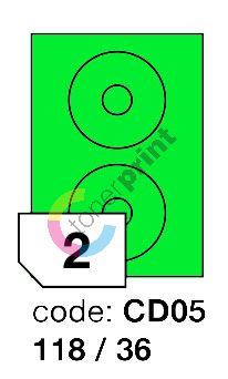 Samolepící etikety Rayfilm Office průměr 118/36 mm 300 archů, matně zelená, 1