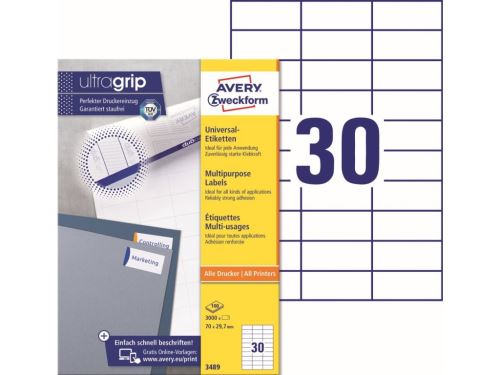Samolepící etikety Ultragrip 70 x 29,7 mm, 100 listů A4 3489 1