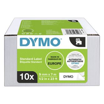Páska Dymo D1 9 mm x 7m, černý tisk/bílý podklad, 2093096, 10ks