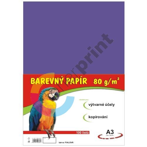 Náčrtkový papír barevný fialový A3, 100 l 2