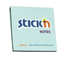 Samolepící bloček Stick'n 76x76mm, pastelově modrá, 100 lístků