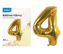Balónek foliový  č. 4  ZLATÝ 43cm
