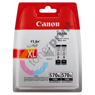 Canon originální ink PGI 570PGBK XL Twin Pack, black, blistr s ochranou, 22ml, 0318C007, 2