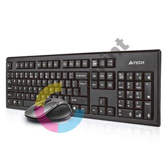 A4Tech 7100N, sada klávesnice s bezdrátovou optickou myší, AAA, CZ, klasická, 2.4 [Ghz], bezdrátová, černá