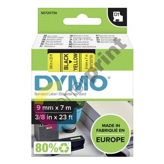 Páska Dymo D1 9 mm x 7m, černý tisk/žlutý podklad, 40918 S0720730