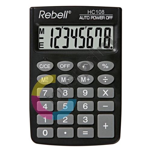 Kalkulačka Rebell RE-HC108 BX, černá, kapesní, osmimístná 1