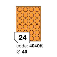 Samolepící etikety Rayfilm Office průměr 40 mm 100 archů, fluo oranžová, R0133.4040KA
