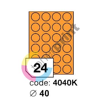 Samolepící etikety Rayfilm Office průměr 40 mm 300 archů, fluo oranžová, R0133.4040KD 1