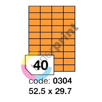 Samolepící etikety Rayfilm Office 52,5x29,7 mm 300 archů, fluo oranžová, R0133.0304D 1