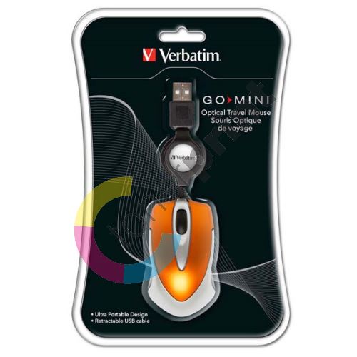 Verbatim myš cestovní optická 1 kolečko, USB, oranžová, 1000dpi 1