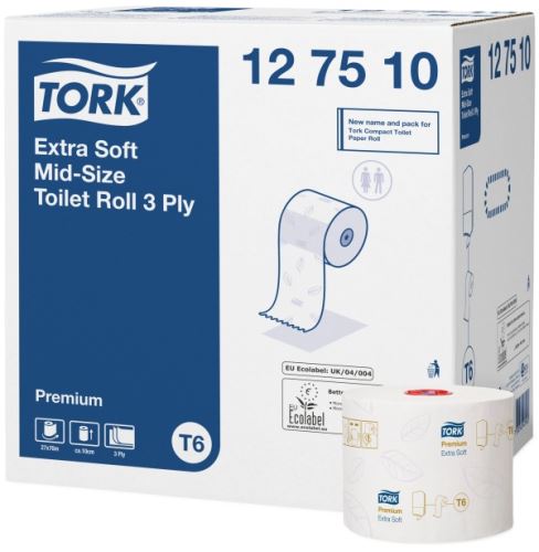 Tork Mid-size extra jemný toaletní papír, 3vrstvý, bílý, T6, 127510