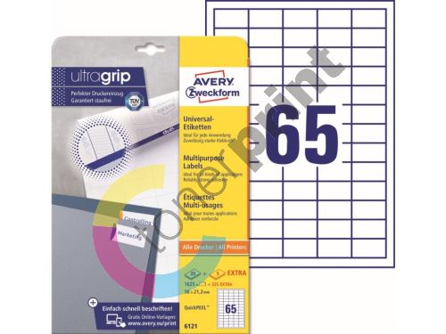Samolepící etikety Ultragrip 38 x 21.2 mm, 30 listů A4 6121 1