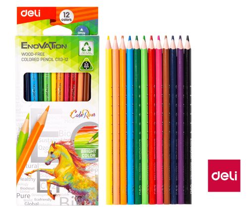 Pastelky Deli ColoRun bezdřevé 12 barev trojhranné
