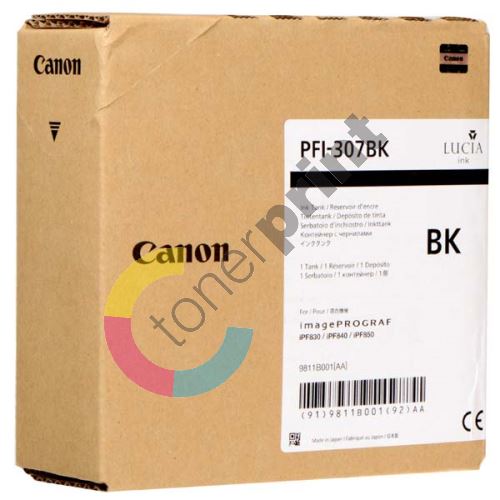 Cartridge Canon PFI-307BK, 9811B001, black, originál 1