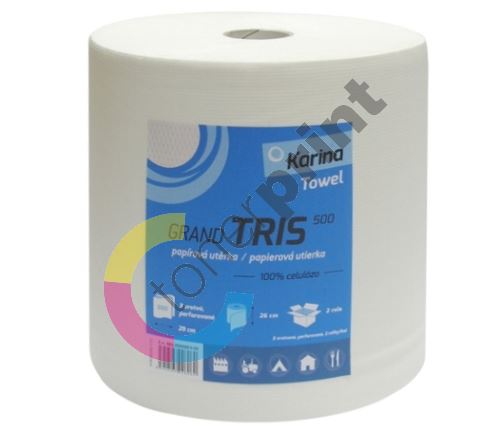 Papírový ručník Karina Tris 500 3vrstvý šíře 26cm, celulóza bílá