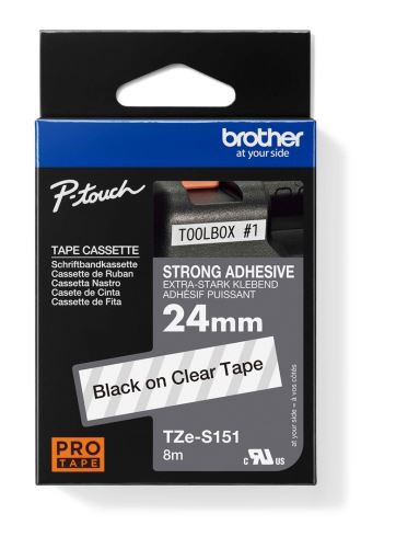 Páska do štítkovače Brother TZ-S151, 24mm, černý tisk/průsvitný podklad, originál