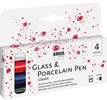 Sada fixů na sklo a porcelán KREUL Glass &amp; Porcelain Pen Classic Fine, 4 barvy