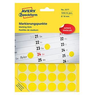 Etikety na ruční popis kolečko průměr 18 mm - žluté - 3377