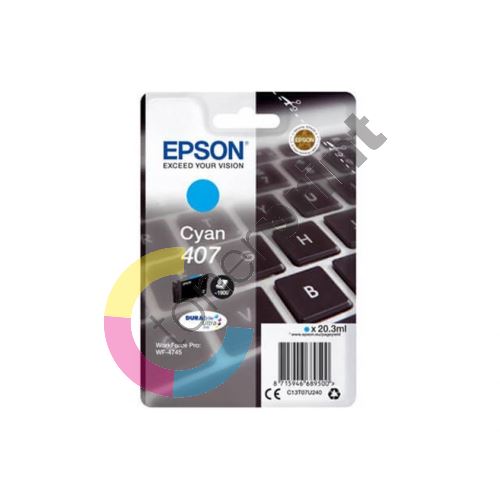 Cartridge Epson C13T07U240, cyan, 407, originál 1