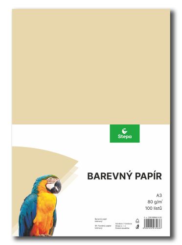 Barevný papír A3, 80g, krémový, 100 listů