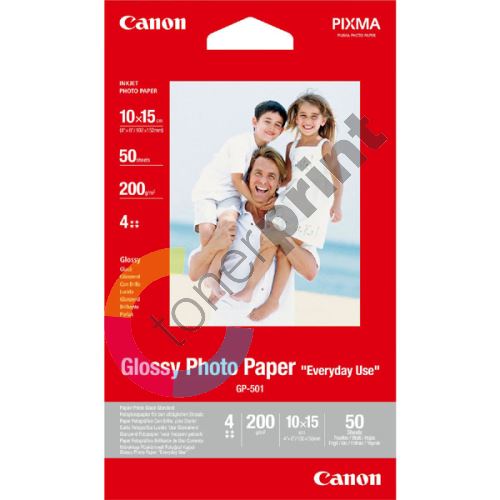 Canon Glossy Photo Paper, foto papír, lesklý, GP-501, bílý, 10x15cm, 210 g/m2, 50ks 1