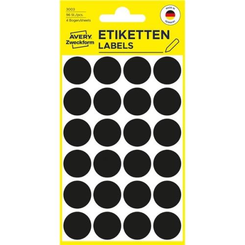 Etikety na ruční popis kolečko průměr 18 mm - černé - 3003