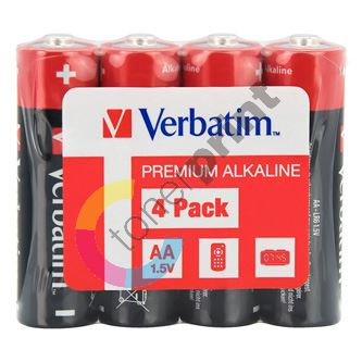 Baterie alkalická, AA, 1.5V, Verbatim, fólie, 4-pack, 49501