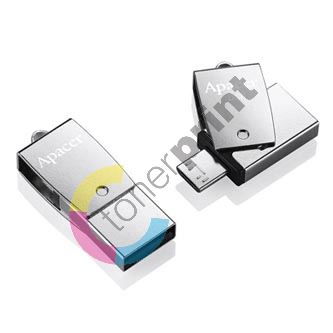 Apacer USB flash disk OTG, USB 3.0, 64GB, AH750, stříbrný, AP64GAH750S-1, USB A / USB Micr