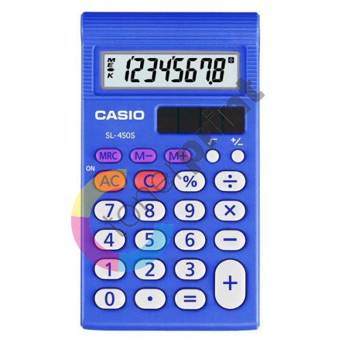 Kalkulačka Casio SL 450 S, modrá, kapesní, osmimístná 1