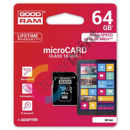 Goodram 64GB Micro Secure Digital Card, Class 10, s adaptérem 1