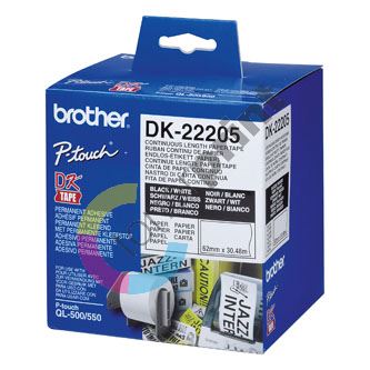 Papírová role Brother DK22205, 62 mm x 30,48 m, bílá, odolná, 1ks