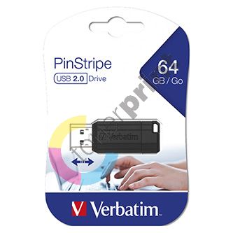 64GB Verbatim Store'n'Go PinStripe, USB flash disk 2.0, 49065, černá